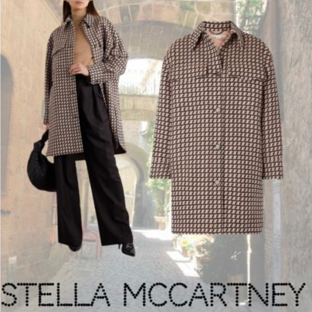 Stella McCartney's Kerry WOOL-JACQUARD Brown Formal New Luxury Coat Size 8